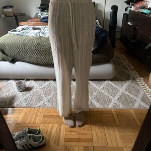 Billabong Cream Crochet Knit Wide Leg Pants